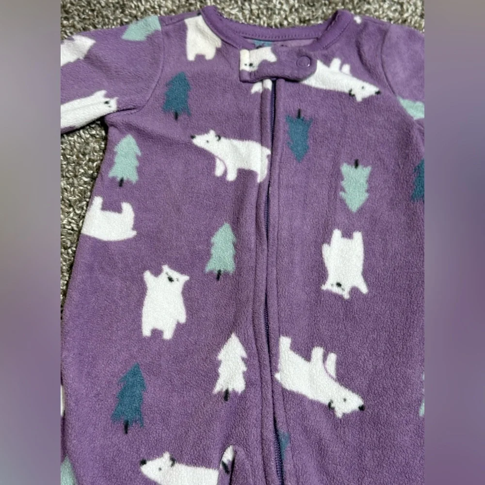 Carter's Baby Purple Footed Pajama Onesie Polar Bear Print Size Newborn